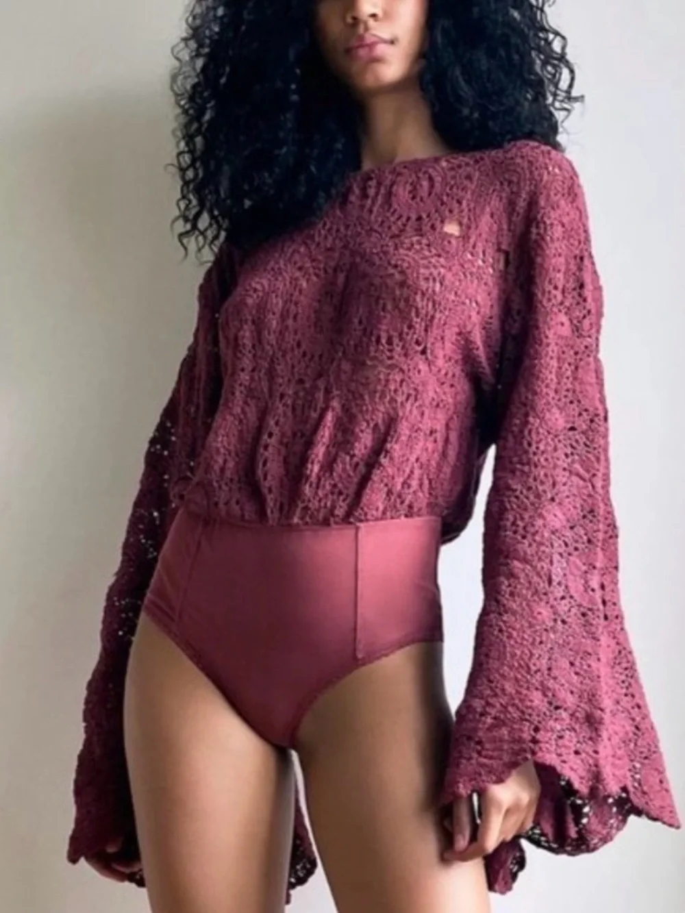 Free People Desert Daze Bodysuit Maroon